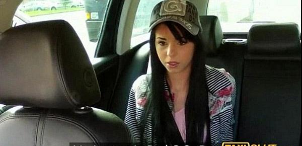  Petite black haired amateur banged for a free taxi fare